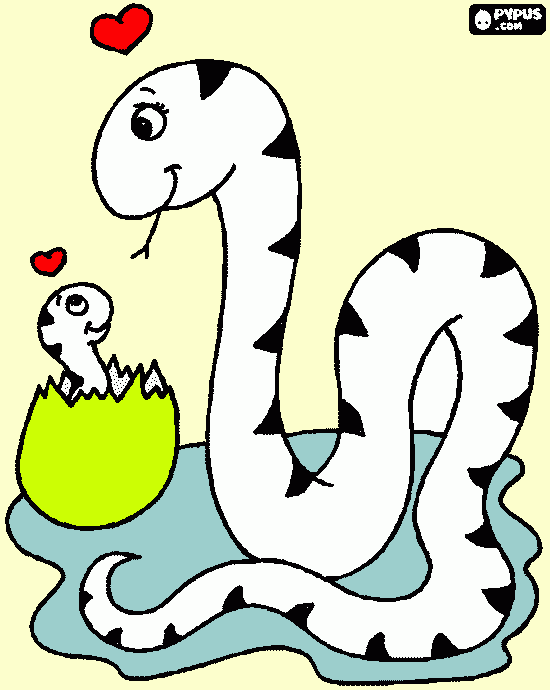 раскраска Змея с малышом
