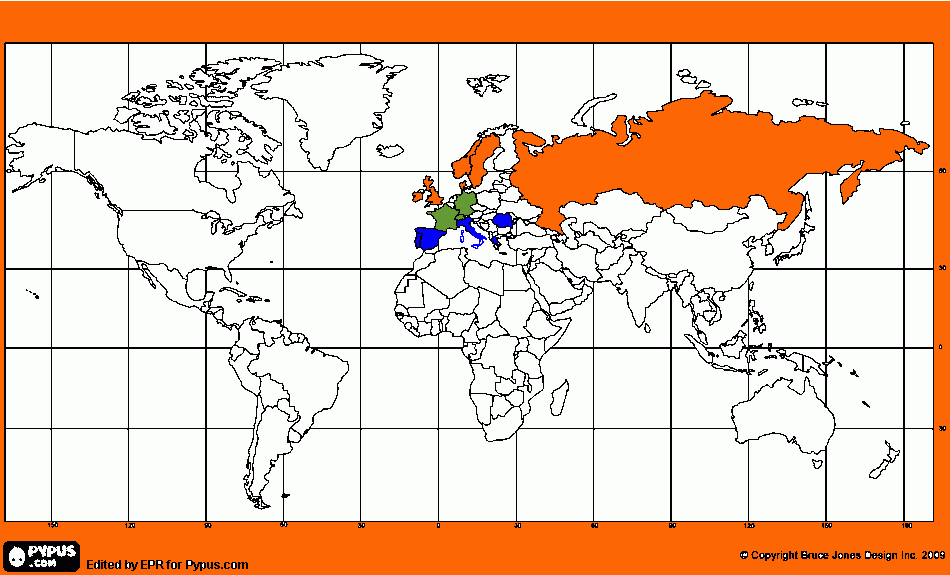раскраска Карта правовых семей мира по мнению Е.Глассона