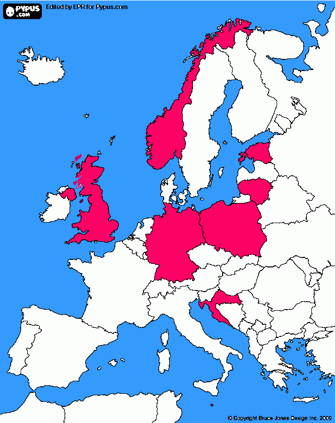 раскраска карта европы