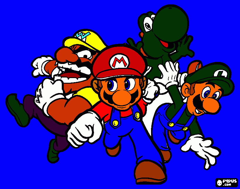 раскраска mario luigi wario yoshi