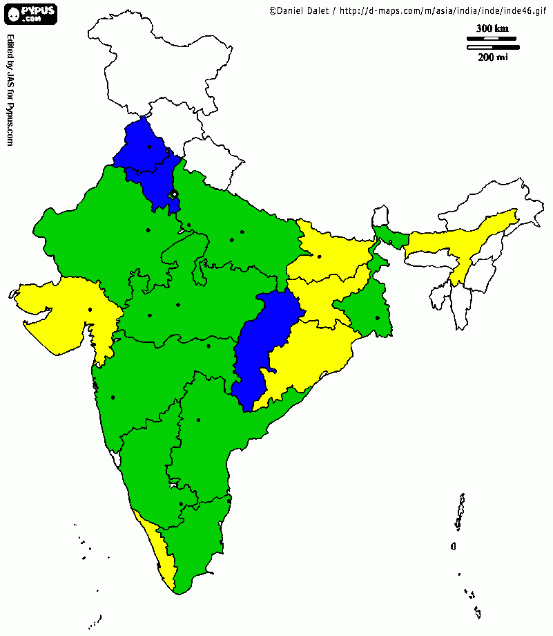 раскраска Карта Индии
