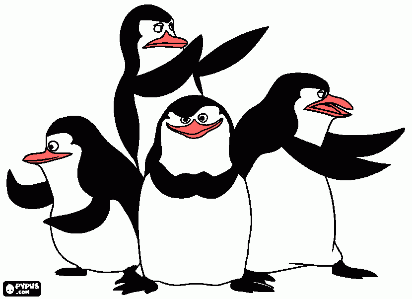 раскраска Пингвины Мадагаскара