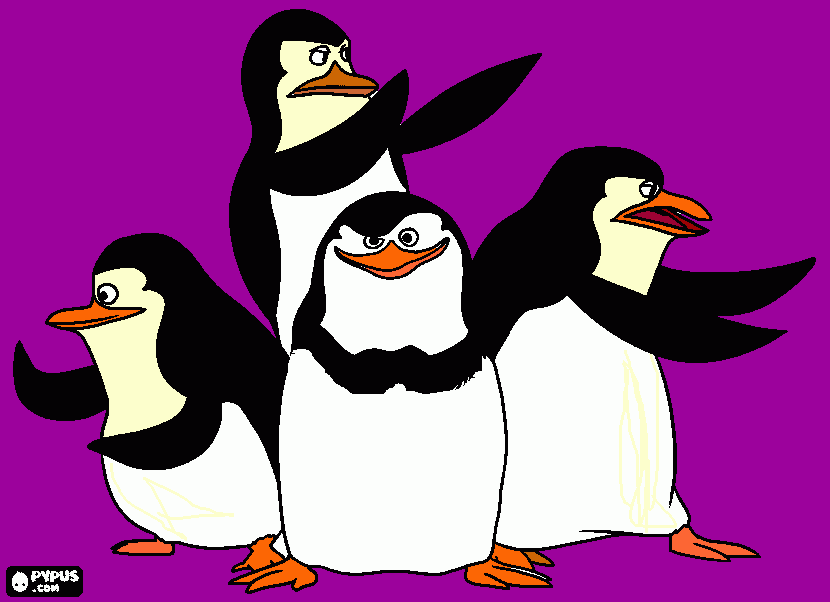 раскраска Пингвины Мадагаскару