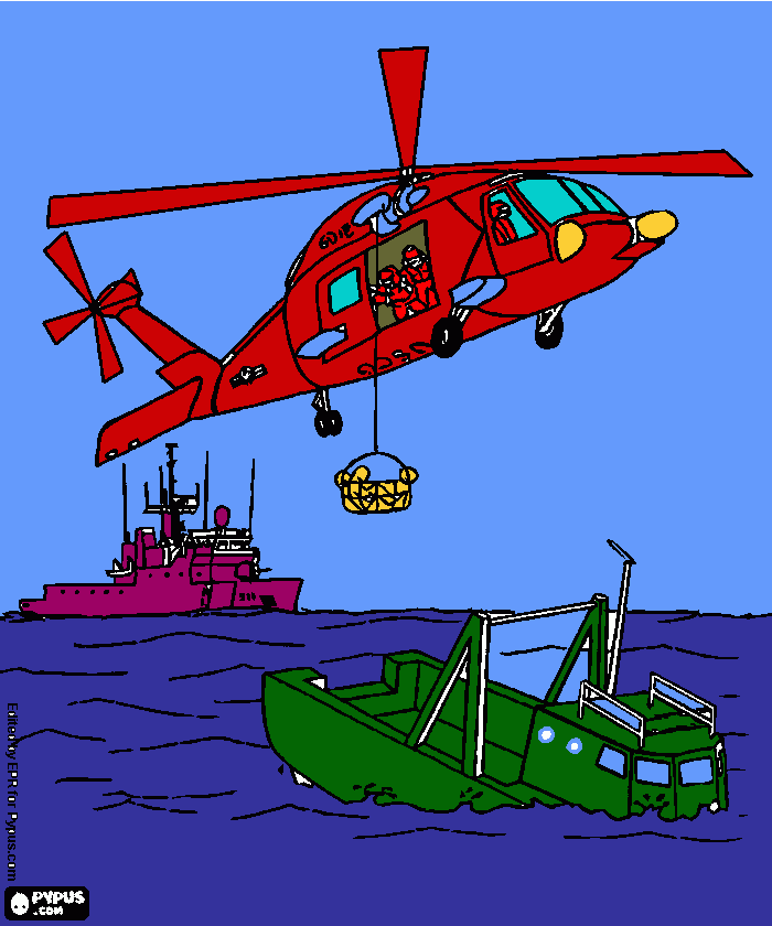 раскраска вертолет и 2 корабля