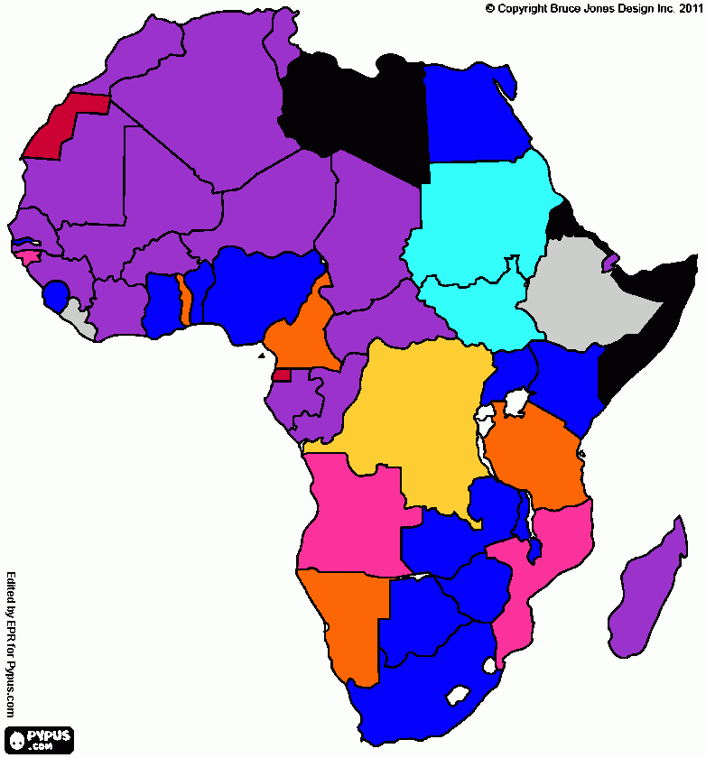 раскраска колониальная карта Африки