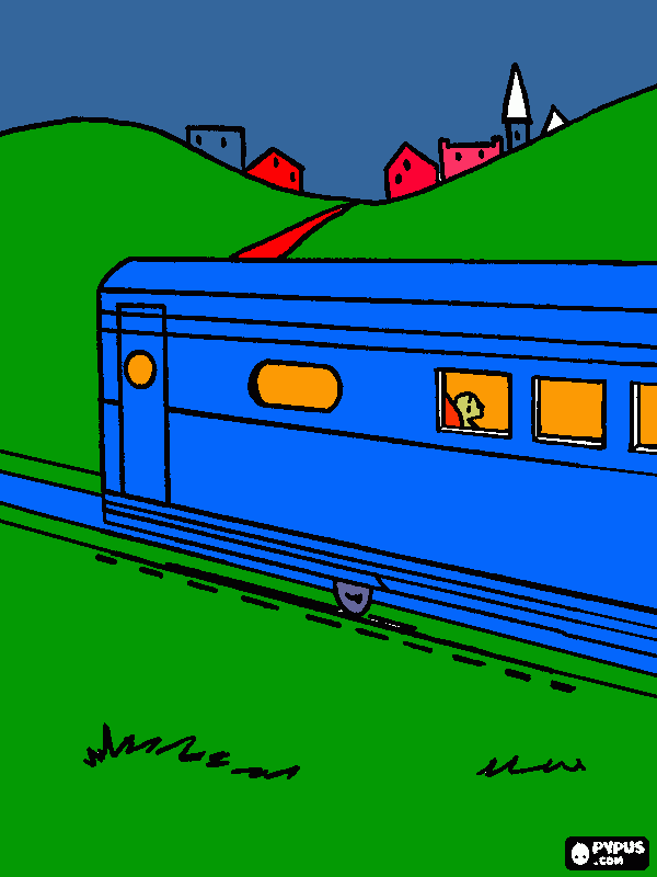 раскраска поезд и пейзаж