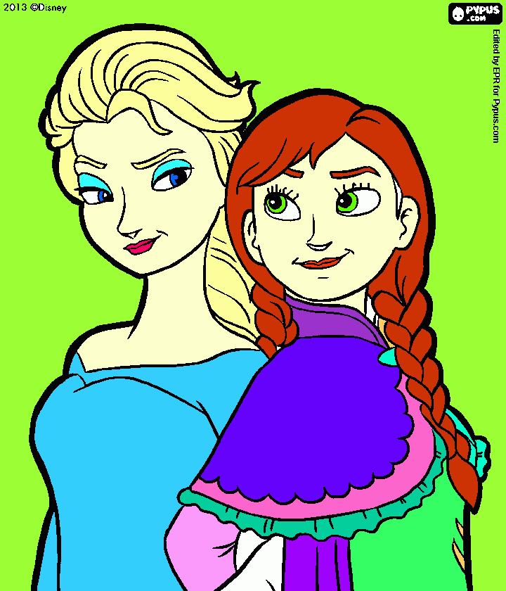 раскраска принцессы Эльза и Анна