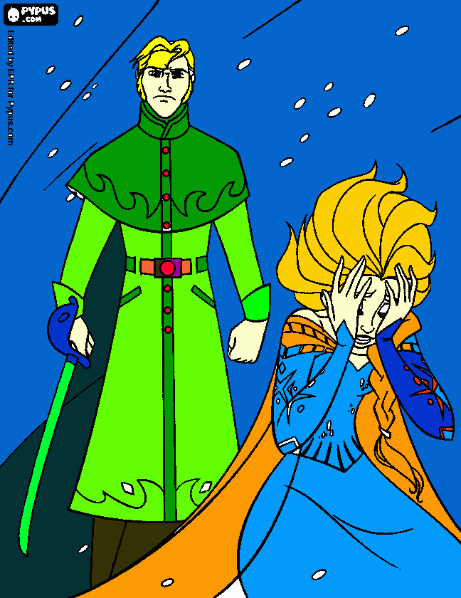раскраска элза и принц хан