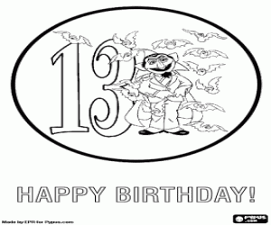 раскраска 13 лет приветствие, граф Дракула