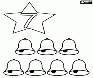 раскраска 7 колокола и число семь