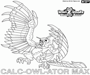 раскраска Calc-Owl-Ator Max, Invizimals Зона Теней