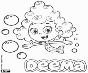 раскраска Deema русалки, Bubble Guppies