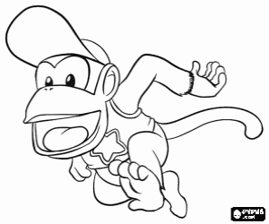 раскраска Diddy Kong, шимпанзе