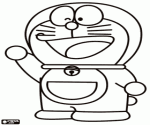 раскраска Doraemon, волшебный Кот