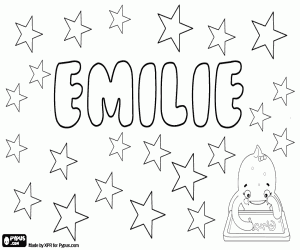 раскраска Emilie, имя для девочки