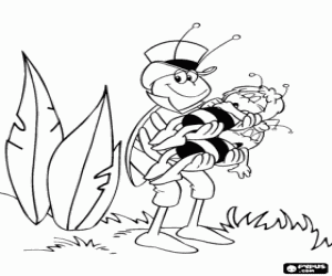 раскраска Flip с майя и Вилли на руки