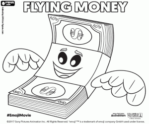 раскраска Flying Money, emoji из фильма