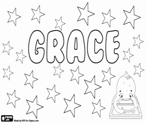раскраска Grace, английское имя для девушки
