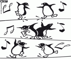 раскраска Happy Feet танцоров пингвины