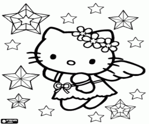 раскраска Hello Kitty, Рождественский ангел