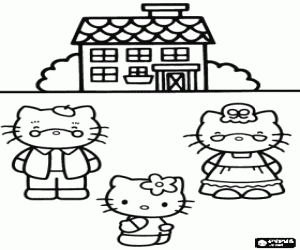 раскраска Hello Kitty и ее бабушки и дедушки