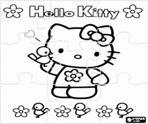 раскраска Hello Kitty с цветами головоломки