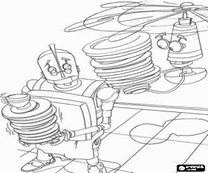 раскраска Herb Copperbottom на кухне