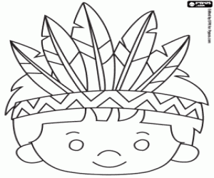 раскраска Jet с перьями Индейский вождь