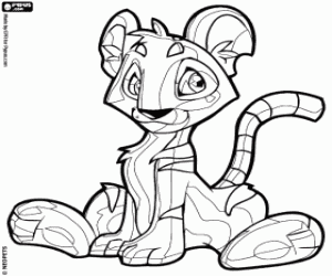 раскраска Kougra, тигр от Neopets