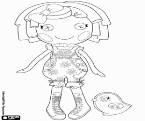 раскраска Lalaloopsy и птичка