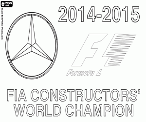раскраска Mercedes F1 Team, чемпион в 2015 году