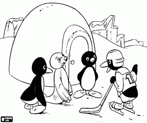 раскраска Pingu со своими друзьями