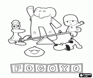 раскраска Pocoyo с его друзьями
