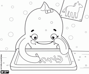 раскраска Pypus женский осьминог и письменности