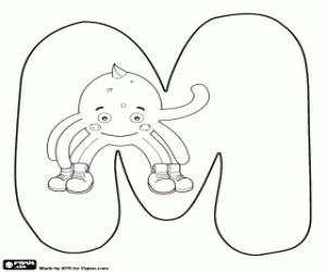 раскраска Pypus прыгать и буква М