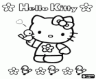 Hello Kitty с цветами и птицами
