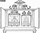 Свитки Торы внутри Священного Сундук (Aaron haKodesh), который ориентирован в сторону Иерусалима