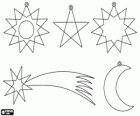 Рождественские украшения повесить, звезды, луна и звезды Рождества
