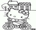 Hello Kitty счастливой на велосипеде