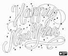 С новым годом, Happy New Year с письмами сделано с серпантином