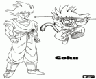 Goku ребенка прыгать и Goku взрослого человека с хвостом обезьяны