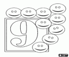число 9 с де́вять счастливые лица или смайлик