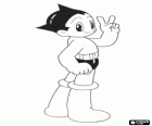 Могучий Атом, Astro Boy робот героя размахивая знак победы