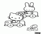 Hello Kitty и друзей ходят в свои маленькие автомобили