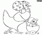 Курица с цыплёнок в коляске