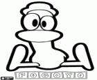 Пато, друг Pocoyo, сидя на полу