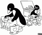 Pingu играл в то время как ее мать заботится о своей младшей сестры Пинга