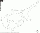 Карта Республики Кипр, остров в Средиземном море к югу от Турции