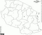Карта Объединенной Республики Танзании. Столица: Додоме. Страна в Центральной Африке с побережья Индийского океана