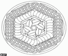 Циркуляр мандалы с шестиугольников, образованный кольца и листья